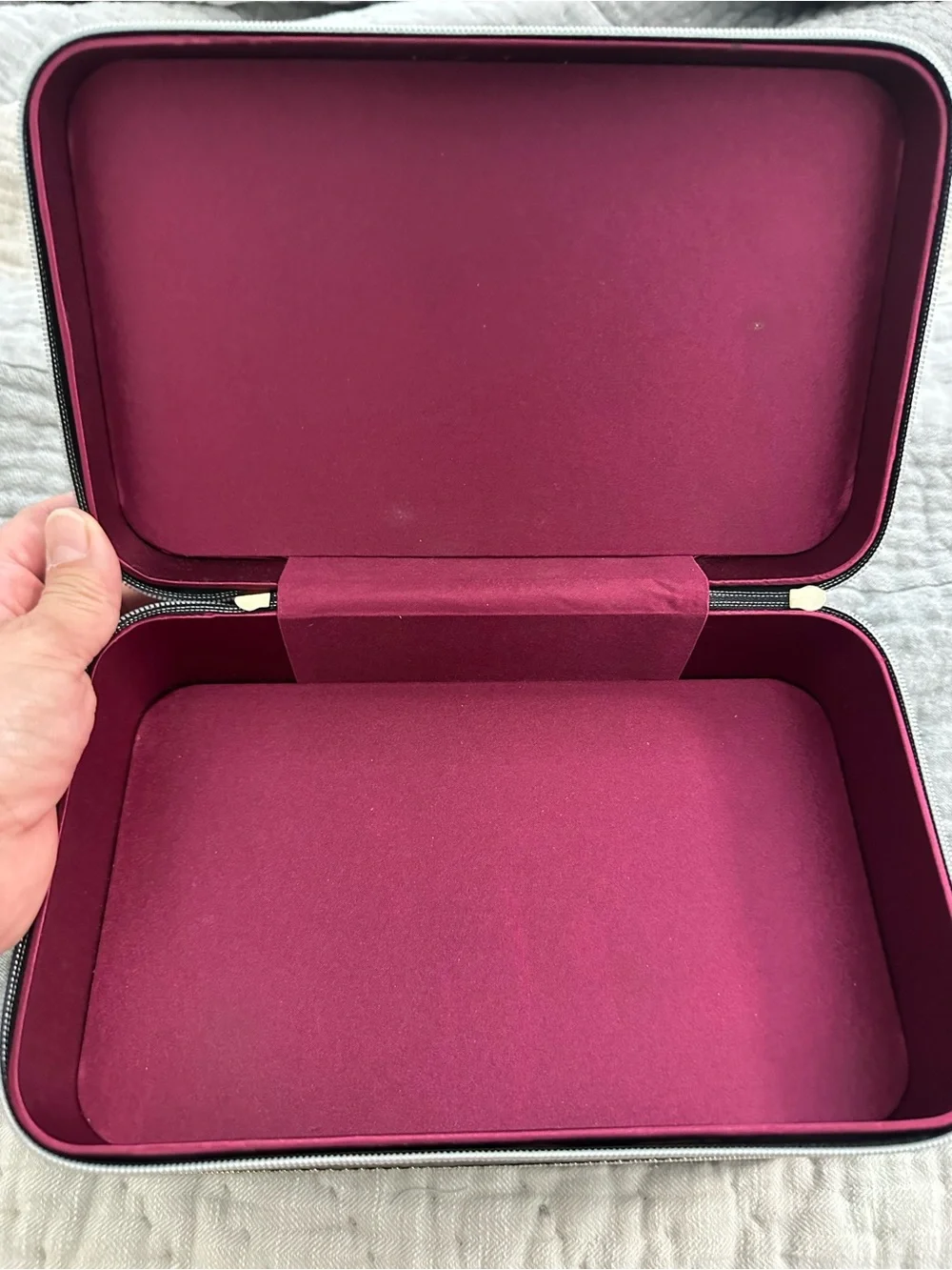 Lancôme Faux Leather Travel Makeup Train Case with Gold Zippers